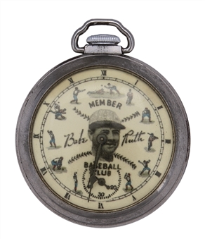 1940s 16S Ingraham "Babe Ruth - Baseball Club" Fully Functional Pocket Watch